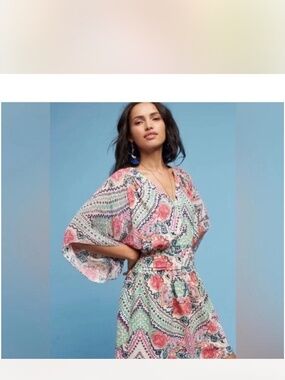 Maeve Anthropologie Siya Kimono Boho Paisley Mini Dress